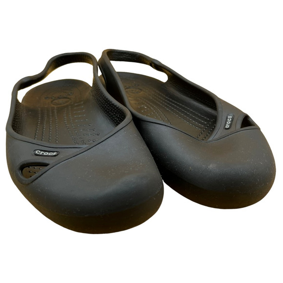 CROCS | Shoes | Crocs Womens Slingback Flats Black Cutout Round Toe ...